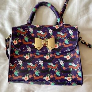 Lindy Bop “Bessa” Purse in Purple Dachshund Print